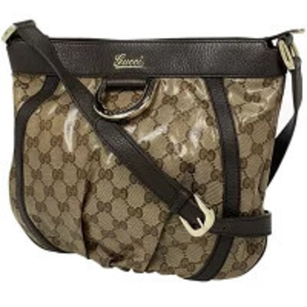 Gucci GG Crystal Shoulder Bag Abbey Canvas Brown
